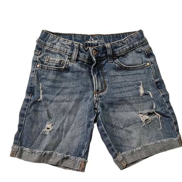 Jordache Distressed Blue Denim Long Shorts 99% Cotton 1% Spandex Size 7 - Picture 1 of 5